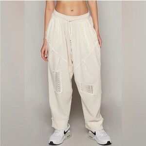 POL Cream Crochet Wide Leg Harem Pants NOWT